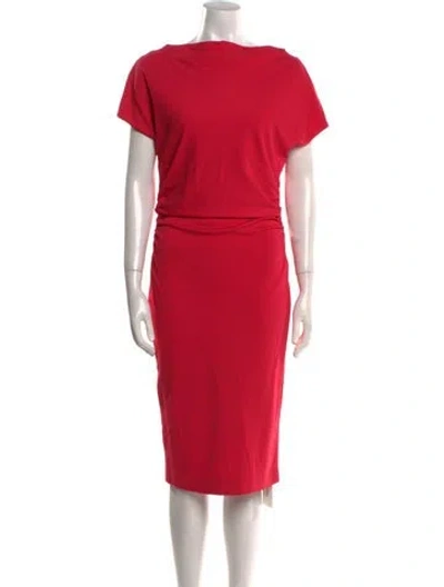 Pre-owned Escada Bateau Neckline Midi Length Dress In Pink