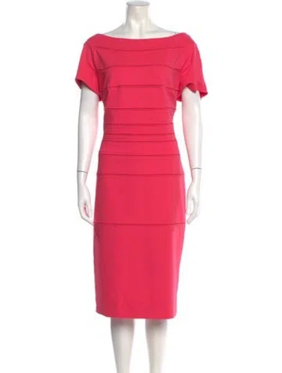 Pre-owned Escada Bateau Neckline Midi Length Dress In Pink