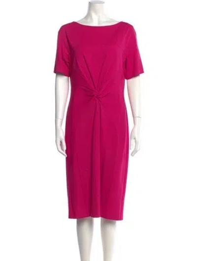 Pre-owned Escada Bateau Neckline Midi Length Dress In Pink