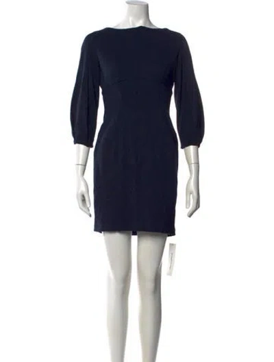 Pre-owned Escada Bateau Neckline Mini Dress In Blue