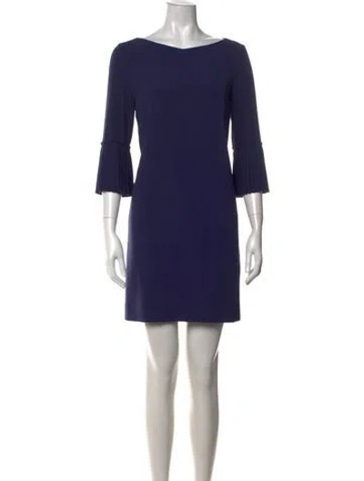 Pre-owned Escada Bateau Neckline Mini Dress In Blue