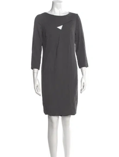 Pre-owned Escada Bateau Neckline Mini Dress In Gray