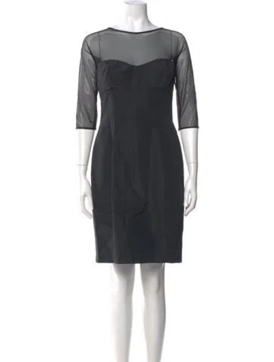 Pre-owned Escada Bateau Neckline Mini Dress In Gray