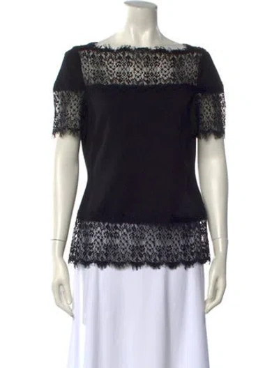 Pre-owned Escada Bateau Neckline Short Sleeve Blouse In Black