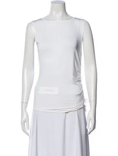 Pre-owned Escada Bateau Neckline Sleeveless Top In Blue