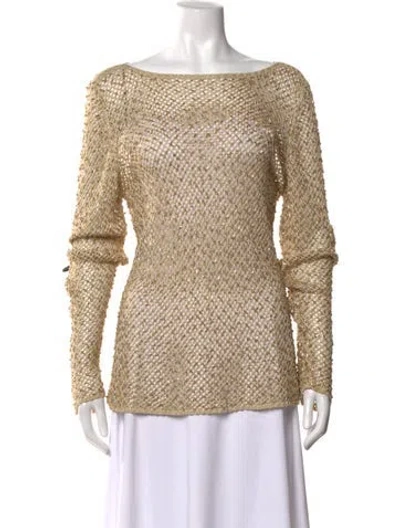 Pre-owned Escada Bateau Neckline Sweater In Gold