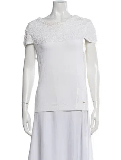 Pre-owned Escada Bateau Neckline Sweater In White