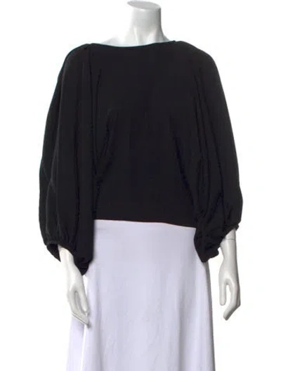Pre-owned Escada Bateau Neckline Three-quarter Sleeve Crop Top W/ Tags In Black
