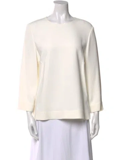 Pre-owned Escada Bateau Neckline Three-quarter Sleeve Sweatshirt In White