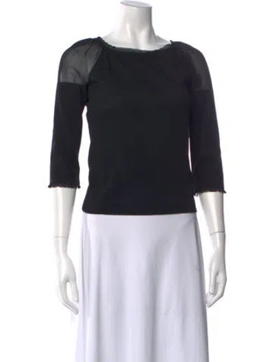 Pre-owned Escada Bateau Neckline Three-quarter Sleeve Top In Blue