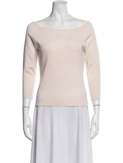 Pre-owned Escada Bateau Neckline Three-quarter Sleeve Top In Neutral