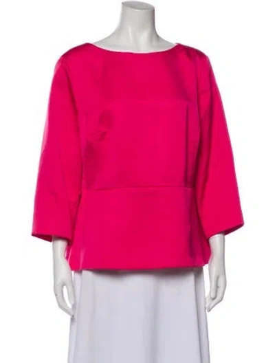 Pre-owned Escada Bateau Neckline Three-quarter Sleeve Top In Pink