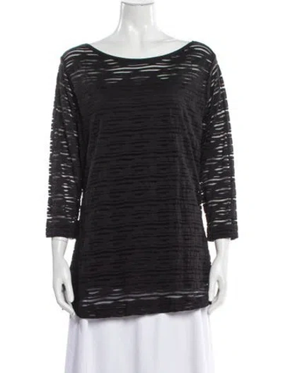 Pre-owned Escada Bateau Neckline Three-quarter Sleeve Top W/ Tags In Blue
