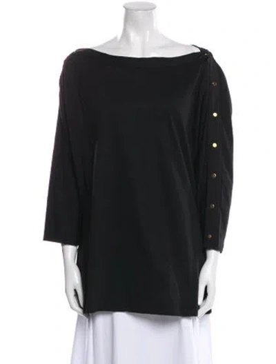 Pre-owned Escada Bateau Neckline Three-quarter Sleeve Tunic In Black