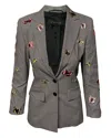 Escada Beaded Houndstooth Trouser Suit Set In Grey Wool In Grey