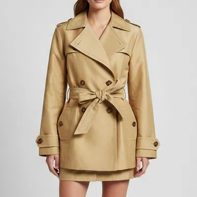 Pre-owned Escada Beige Gabardine Double Breasted Trench Coat M