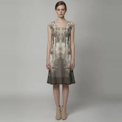 Pre-owned Escada Beige Landscape Jacquard Lurex Knit Mini Dress S