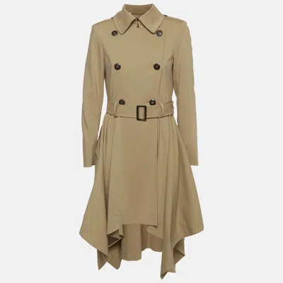 Pre-owned Escada Beige Stretch Cotton Double Breasted Trench Coat M In Sand