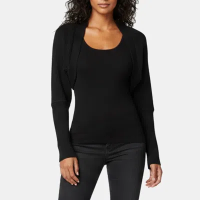 Pre-owned Escada Black Cashmere Rib Knit Cropped Shrug M