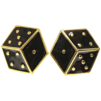 Pre-owned Escada Black Dice Clip On Earrings