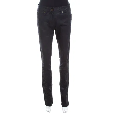 Escada Black Glitter Denim High Rise Straight Leg Jeans