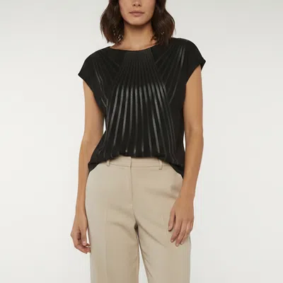 Pre-owned Escada Black Jersey And Leather Detail Manresa T-shirt L