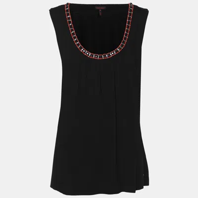 Escada Black Jersey Beads Embellished Sleeveless Tops