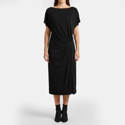 Pre-owned Escada Black Jersey Draped Midi Dress L