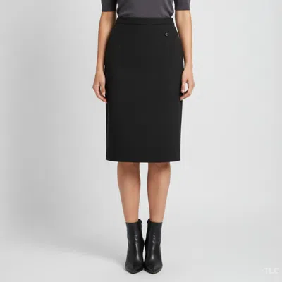 Pre-owned Escada Black Jersey Russi Midi Skirt M