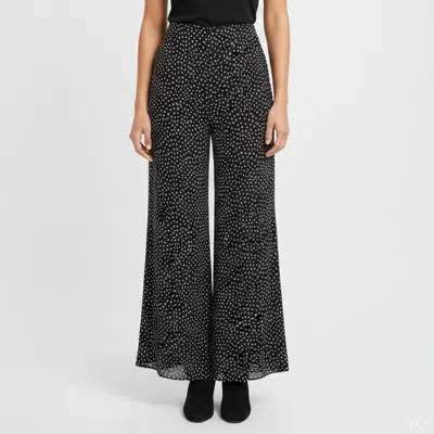 Pre-owned Escada Black Polka Dot Crepe Side Slit Pants S