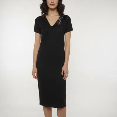 Pre-owned Escada Black Sequin Embellished Jersey Asymmetric Dress M