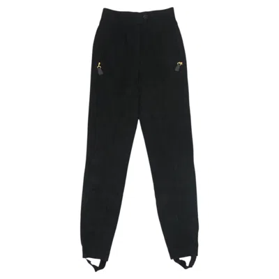 Pre-owned Escada Black Stirrup Pants With Gold Zippers