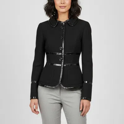 Pre-owned Escada Black Wool Blend Front Button Jacket M