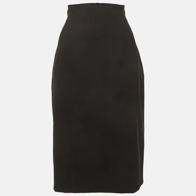 Pre-owned Escada Black Wool Blend Zip Up Pencil Skirt L