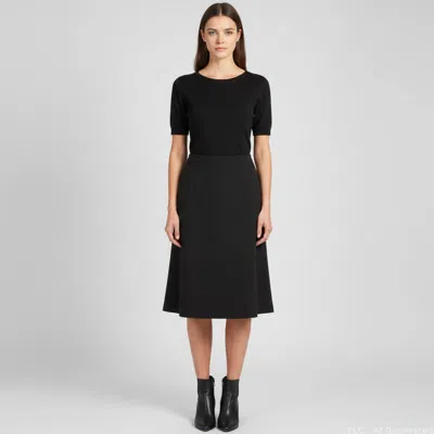 Pre-owned Escada Black Wool Rejane Midi Skirt Xl