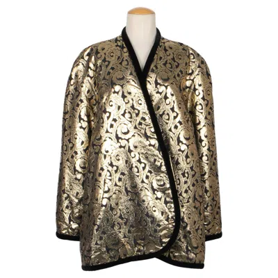 Pre-owned Escada Blended Silk And Golden Lurex Coat In Black