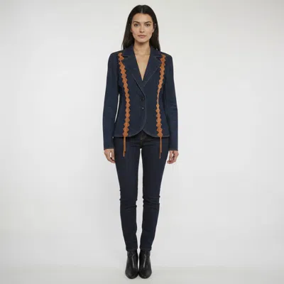 Pre-owned Escada Blue Denim Long Sleeve Jacket L