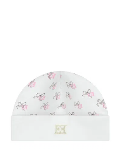 Escada Babies' Bow Logo Beanie Hat In Burgundy