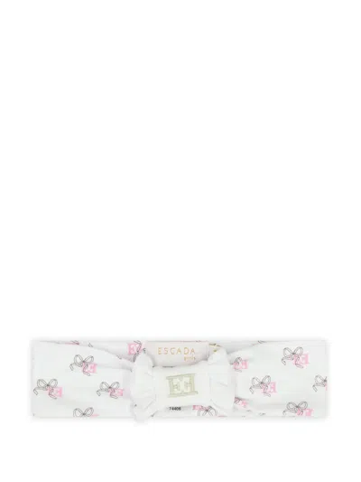 Escada Babies' Bow Print Headband In White