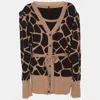 Escada Brown Printed Knit Button Front Sweater In Multi