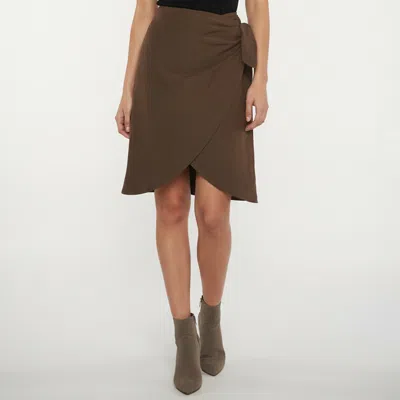 Pre-owned Escada Brown Silk Blend Wrap Mini Skirt L