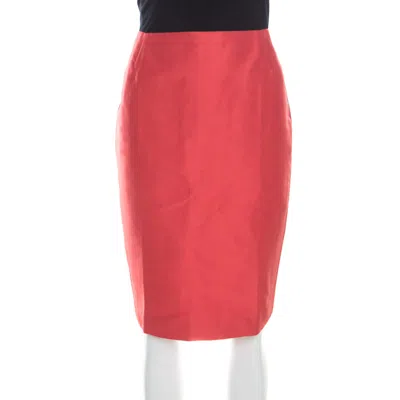 Escada Burnt Orange Silk Pencil Skirt In Red