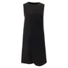 Escada Button Detail Knee-length Dress In Black Virgin Wool