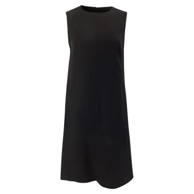 Escada Button Detail Knee-length Dress In Black Virgin Wool