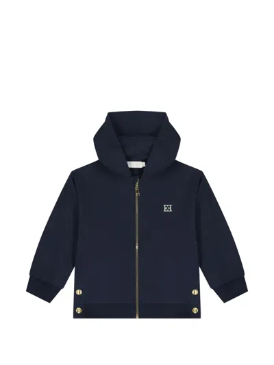 Escada Kids' Button Hooded Top In Blue
