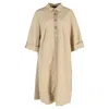 Escada Buttoned Midi Shirt Dress In Beige Cotton