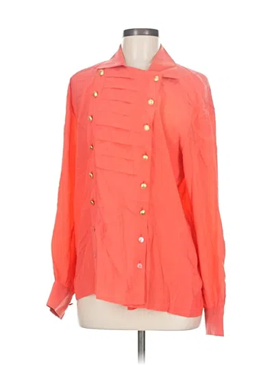 Pre-owned Escada By Margaretha Ley Long Sleeve Silk Top Orange Square Neckline Tops