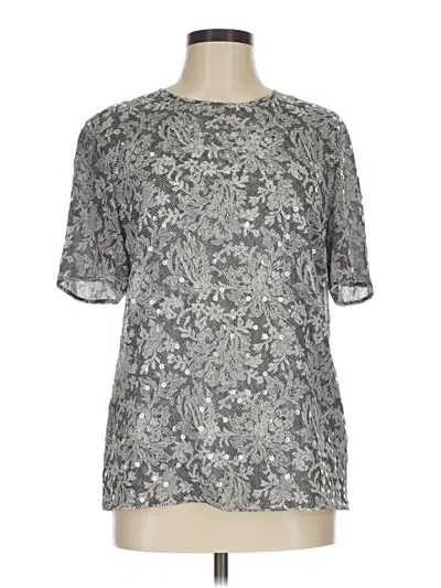 Pre-owned Escada By Margaretha Ley Short Sleeve Silk Top Gray Crew Neck Tops