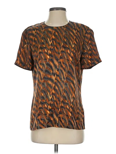 Pre-owned Escada By Margaretha Ley Short Sleeve Top Brown Crew Neck Tops