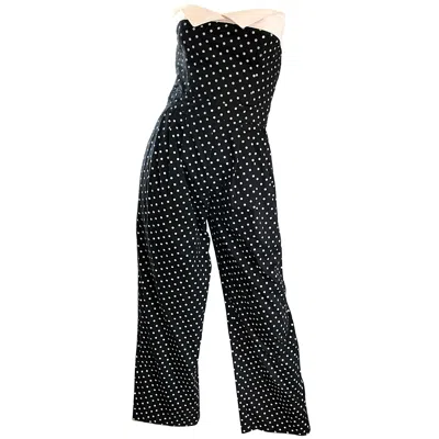 Pre-owned Escada By Margaretha Ley Vintage 1980s Black And White Polka Dot 80s Jumpsuit